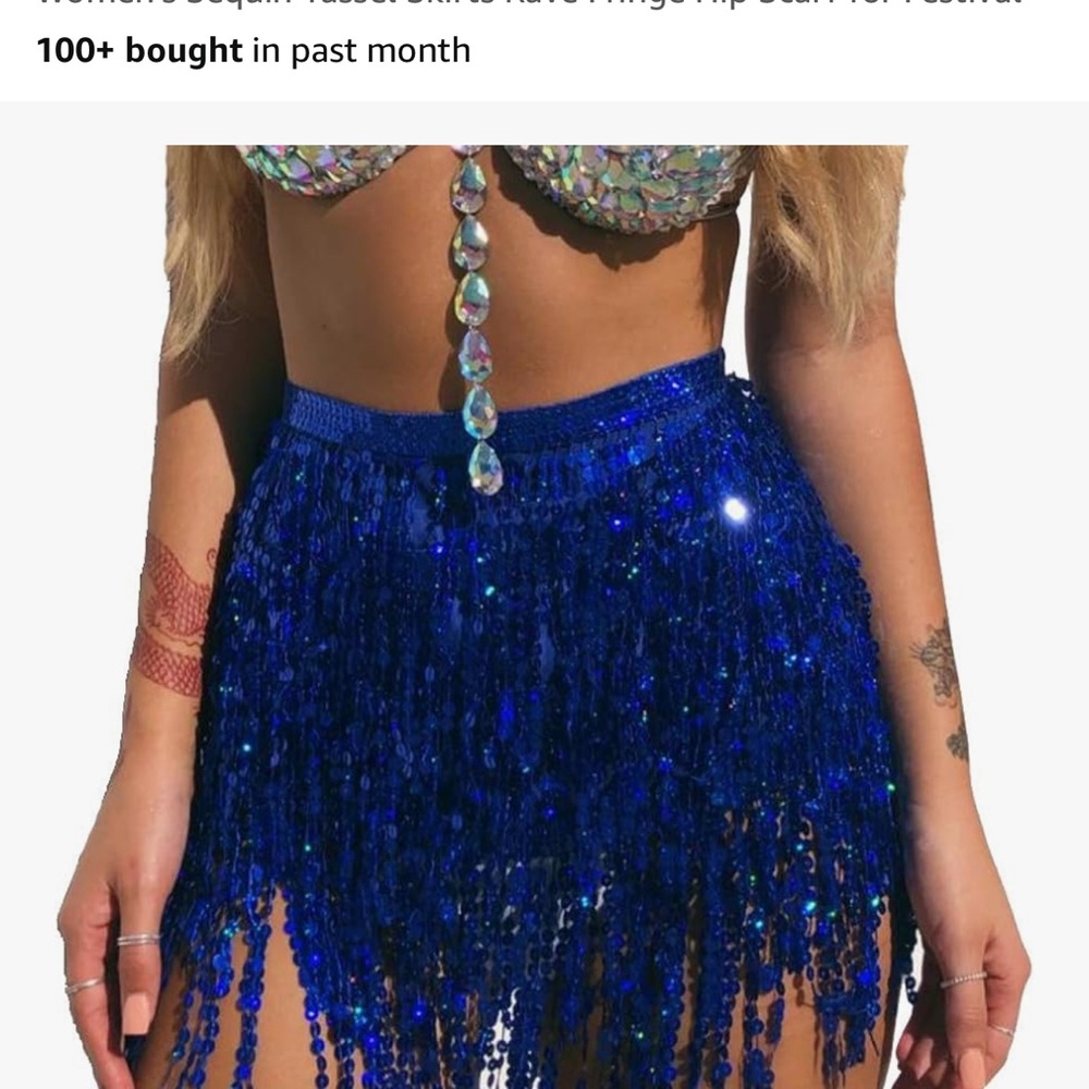Blue Sequin Fringe Wrap